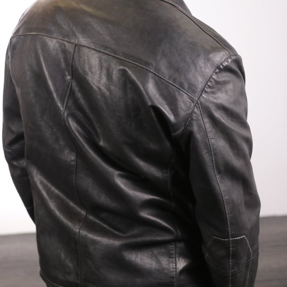 Plain moto leather jackets - Picture 5 of 5